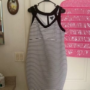 Black and white striped dress